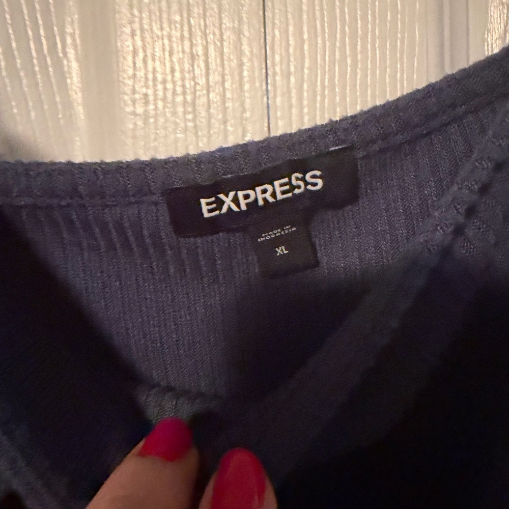Express Navy Ribbed Cropped Tank - Picture 4 of 6